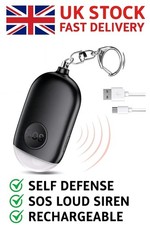 USB Rechargeable Personal Alarm Keychain SOS Emergency Siren with Led Light UK