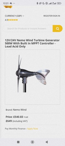 Nemo500 wind turbine - wind, generator