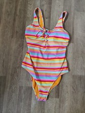 Ladies Orange Striped Swimsuit From Matalan Size 12
