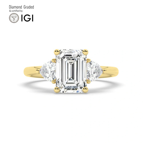 Emerald diamond trilogy ring - trilogy,