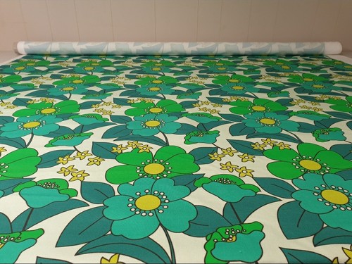 Green flowers design - 70's,