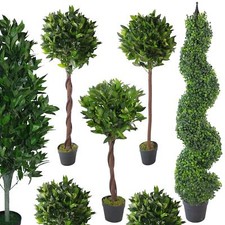 Topiary Tree Pairs Bay Laurel Artificial Boxwood Plants - Choice of Designs -