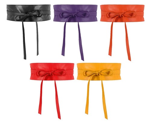 Women real leather obi tie - leather,