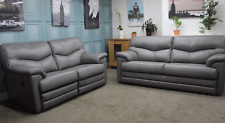 G PLAN STRATFORD ELECTRIC 2 SEATER & STATIC 3 SEATER SOFAS IN CHARCOAL LEATHER