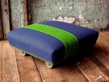 New Handmade Traditionally Upholstered in Bute Tweed Footstool with Castors   