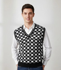 Mens Sleeveless V Neck Jumper