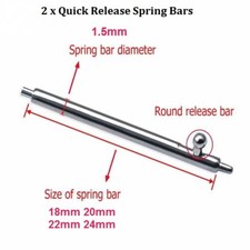 16/18/20/22/24mm 2x Quick Release Stainless Steel Watch Spring Bars, Pins, Lugs