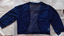 Mid-Sleeve Navy Sheer Mesh Open Front Short Bolero Lightweight ~ Size L (12/14)