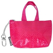 IKEA Knolig Mini Zipper Coin Keychain Bag Tote Key Holder Pink