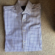 Savile Row Company Mens Blue Check Shirt Classic Fit Size 15 Ex Con