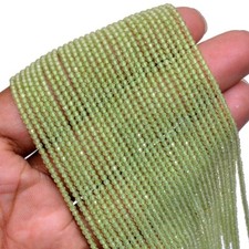 2MM 3MM 2 Strand Green Peridot Tiny Micro Faceted Round Gemstone Loose Beads 12"