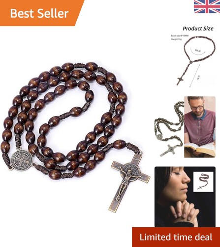 Classic brown rosary necklace - brown,
