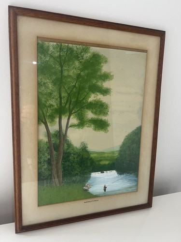 Framed original vintage folk