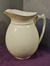 Vintage Extra Large 29cm Cream Wash Jug with Gilded Rim - Would Make Lovely Vase