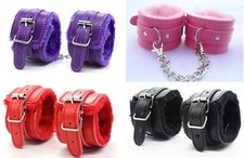 Full Colors Faux Leather & Fur Dungeon Party Restraint Wrist Cuffs Ankle Cuff