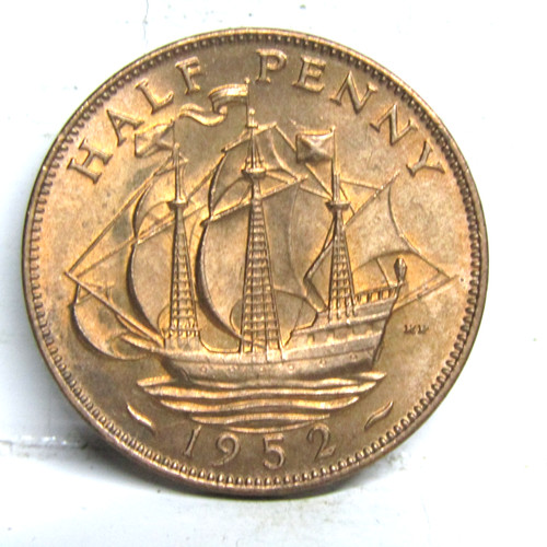 1952 half penny coin george - 1952,