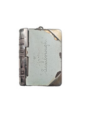 Antique Edwardian Silver Plated Vesta Matchbox Case Book Design Scarborough