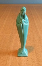 1970s Anglia Pottery Turquoise Porcelain Figurine Of Praying Virgin Mary Madonna