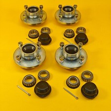 4x Trailer Wheel Hub 4" PCD Plastic Cap & Conical Nuts Taper Roller Hub Trailer
