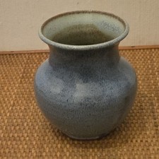 Godshill Studio Pottery Vase Blue Glossy Glaze New Forest Signed 5.5 Inches Tall