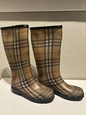 Burberry Boots 37 Haymarket Tall Rain Rubber Classic Nova Check 4 UK Italy