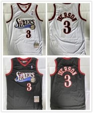 Men's Vest Philadelphia 76ers NO.3 Iverson Adult Sports Top Stitched Retro 97 98