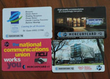 4 ASSORTED MERCURY UK PHONE CARDS. NO VALUE. COLLECTORS ITEM