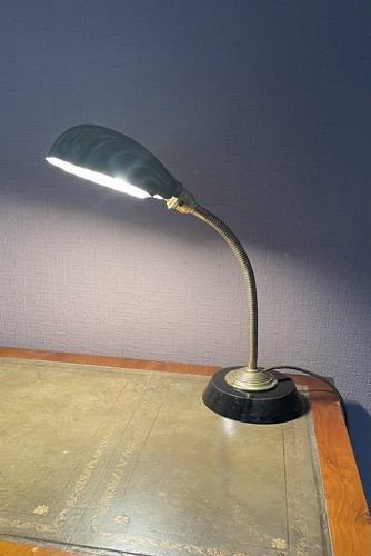 Art deco brass gooseneck desk - art,