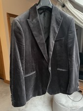 Mens Moss Bros Grey Velvet Blazer Tuxedo Jacket Slim Fit UK 50R