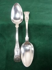 2 Antique Serving Spoons kings pattern silver plated #2