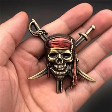 Bronze metal pirate skull - 3d,