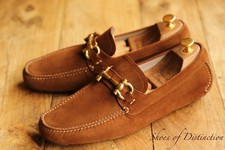Salvatore Ferragamo Tan Brown Suede Brass Bit Shoes Loafers Mens UK 10 EE US 11