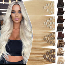 8PCS 18Clips Russian Clip In Real HUman Hair Extensions 100% Remy Full Head Long