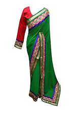 Wedding apparel elegant Green Indian wedding sarees Bollywood Party wear 7064 UK