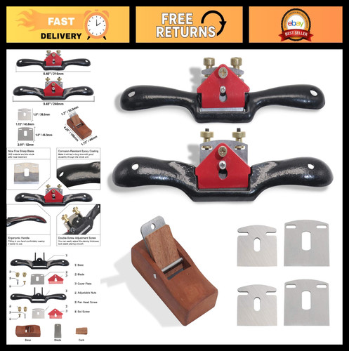 Adjustable flat spokeshave set - adjustable,