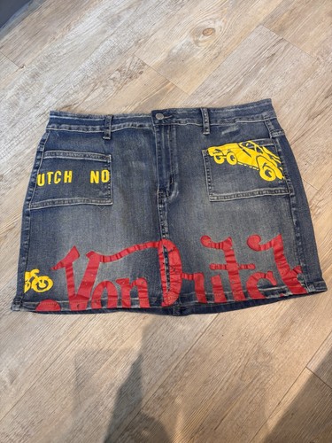Stretch denim mini skirt - denim,