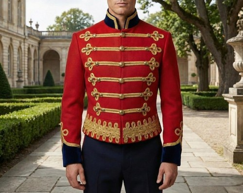Men red hussar military - men's,