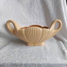 Vintage McCoy Peach Ceramic Shell/Cornucopia Mantel Vase/ Planter