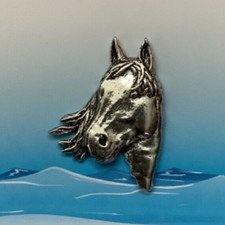 Horse Head Silver Pewter Pin
