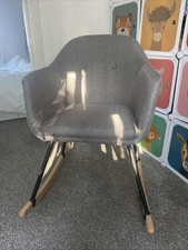 Woltu Rocking Nursery Chair Comfortable Padded Seat Light Grey Fabric