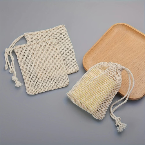 Natural cotton soap saver bag - natural,