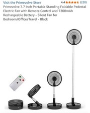 Primevolve Portable Oscillating Standing Fan,Rechargeable Battery Operated USB F