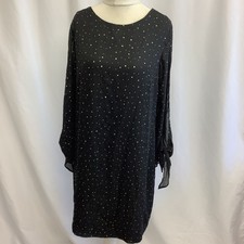 NEXT Black & Gold Sparkle Shift Dress UK14 BNWT Christmas Occasion Party