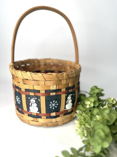 Vintage snowman basket - vintage,