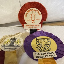 Manchester United Tottenham Hotspur Wimbledon 1980’s Cup Final Rosettes