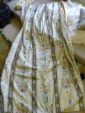 Vtg Lined Floral Curtains 88wX 180L Set Country Cottage with Curtain top