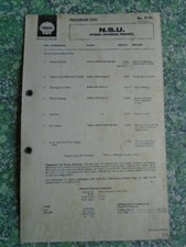 Shell Lubrication Service Guide Card NSU Spider Wankel Engine  8770F
