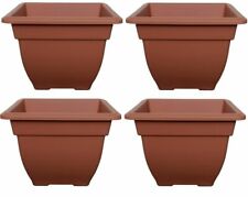 4 x 38cm Square Bell Plant Pots Planters Plastic Terracota Colour Garden Pots