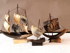 3  BOAT  MODELS  SAILING SHIP CLIPPER BOATS  GENUINE VINTAGE ITEMS