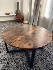 Round Industrial Coffee Table Vintage Retro Rustic Style Furniture Metal Side 